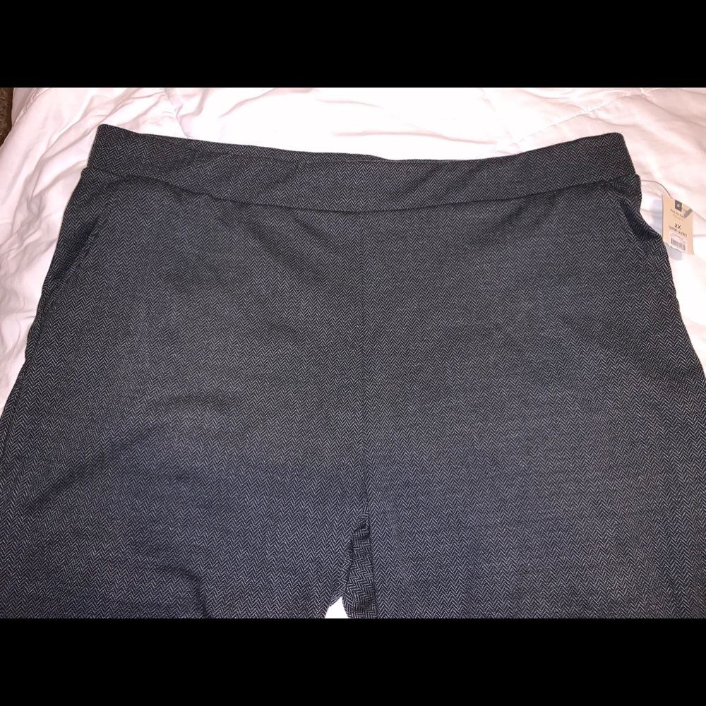 Grey knit dress pants.